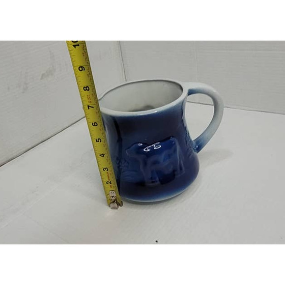 Vintage Victoria Ware Ironstone Flow Blue and White Pitcher Cow - Picture 5 of 6